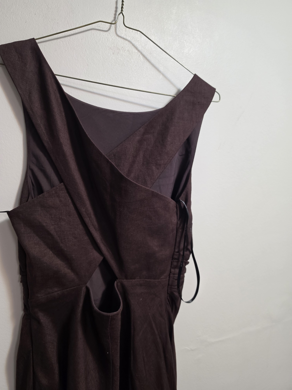 Ever New 100% Linen Dark Chocolate Brown Cross-Back Maxi Dress - Picture 6 of 11